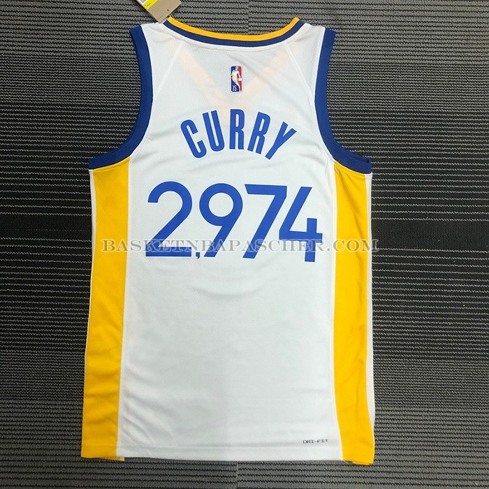 Maillot Golden State Warriors Stephen Curry 2974th 3 Points Blanc
